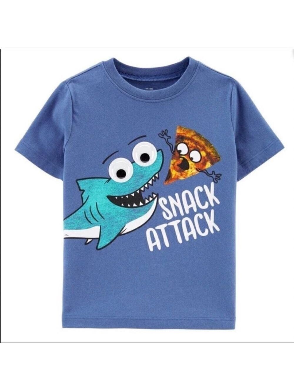 OshKosh B’gosh Blue Shark & Pizza Short Sleeve Tee Shirt Size 24M NWT